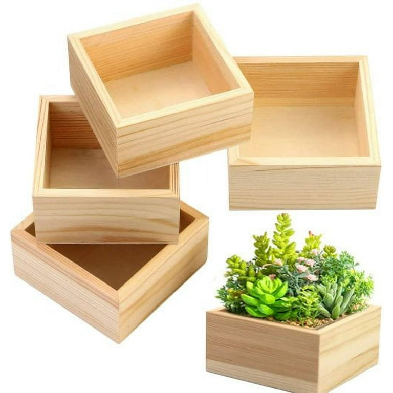 Sunjoy Tech Rustic Wooden Boxes Unfinished Wooden Box for Crafts
