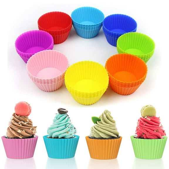 Sunjoy Tech Silicone Cupcake Liners Reusable Baking Cups Nonstick Easy Clean Pastry Muffin Molds Dessert Baking Pans Liners Cups Tool Random Color