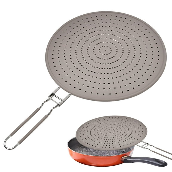 Sunjoy Tech Silicone Frying Splatter Guards Universal Fit Easy Clean Splatter Guard Heat-resistant Splatter Screen Foldable Handle Splatter Guard