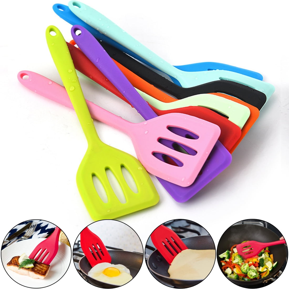 Sunjoy Tech Silicone Turner Spatula/Slotted Spatula, High Heat ...
