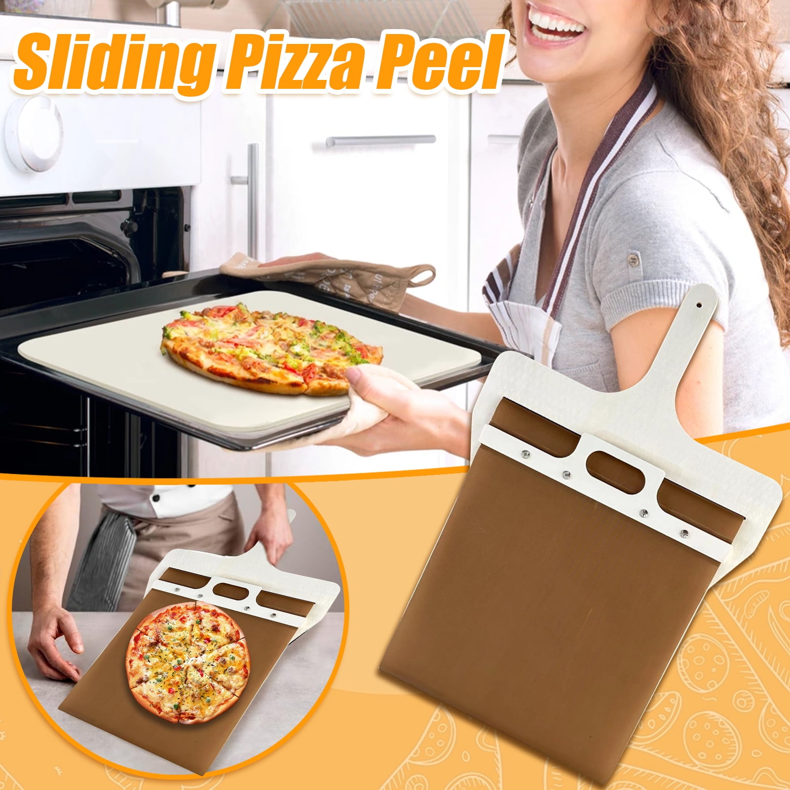 Sunjoy Tech Sliding Pizza Peel NonStick Pizza Sliding Spatula Wood