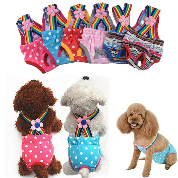Sunjoy Tech Small Dog Cute Summer Cotton Stripe Sanitary Pantie Physiological Pants Pet Underwear Diaper Jumpsuit for Girl Dog Teddy Young Corgi French Bulldog Puppy