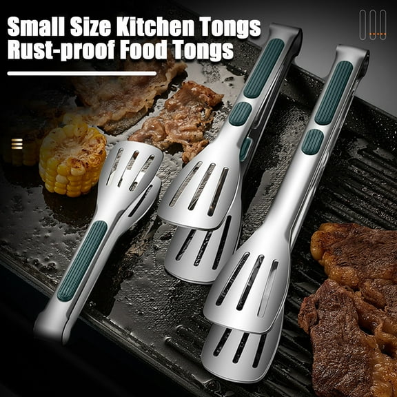 Sunjoy Tech Stainless Steel Food Tongs with Silicone Handle Lightweight Kitchen Utensil Heat-Resistant Decocting Food Clip for Home Restaurant Picnic Cooking BBQ Salad Serving