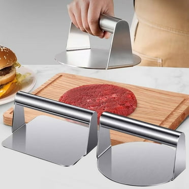 Sunjoy Tech Stainless Steel Hamburger Press with Handle Square Round Non-stick Food Grade Grill Griddle Meat Bacon Steak Burger Manual Smasher Tool Kitchen Gadgets