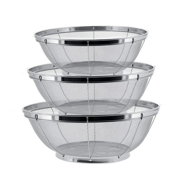 Sunjoy Tech Stainless Steel Mesh Colander - Vegetables Fruit Strainer Washing Basket Colander Sieve Bowl Rice Beans Peas Drain Basket - Strain, Drain, Rinse, Steam or Cook