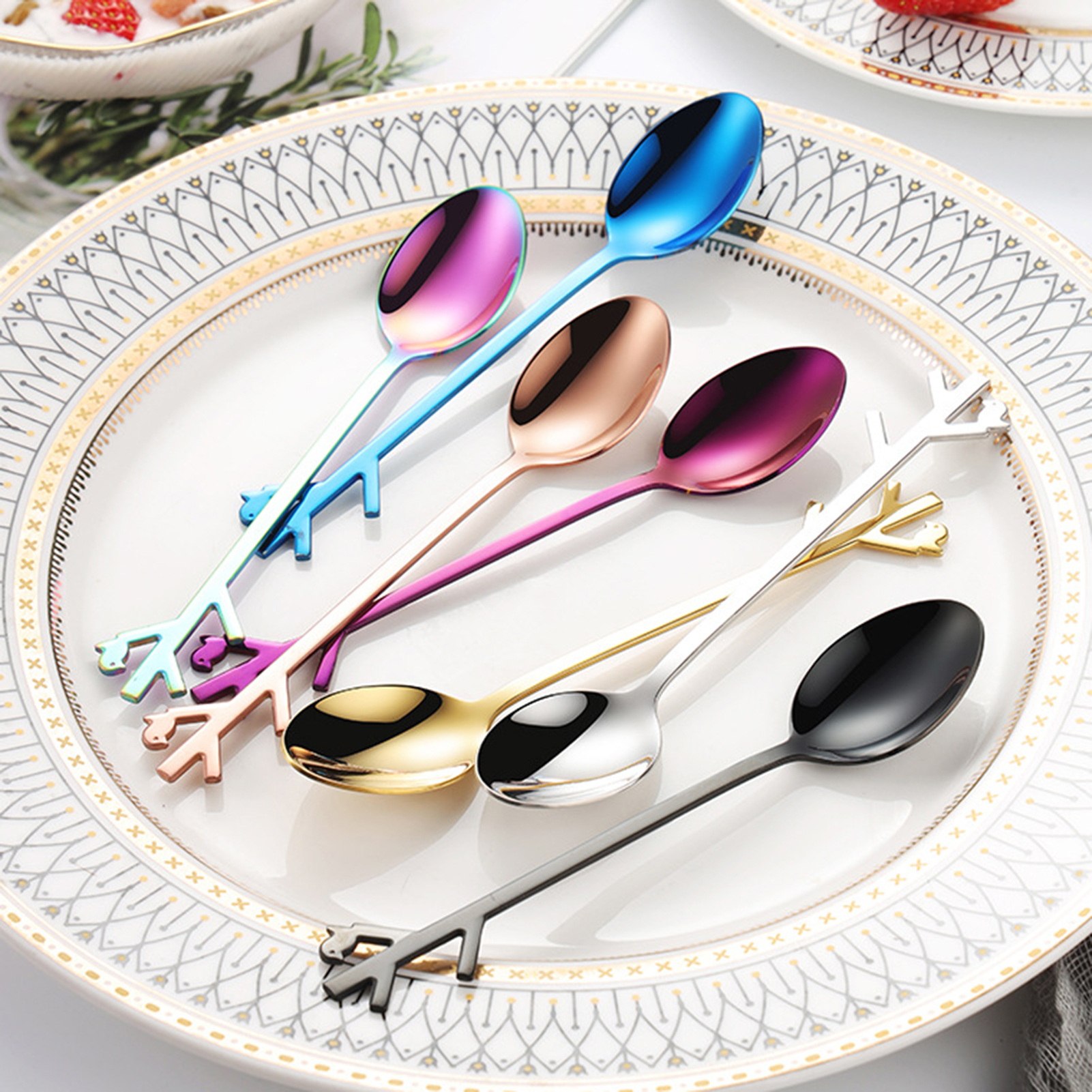 Technology Spoon Design Sunjoy Tech Stirring Spoon Branch Handle Bird-shaped Design Stainless ...