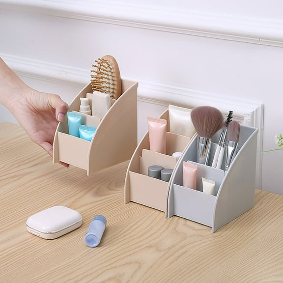 Sunjoy Tech Storage Box 3-Compartment Desktop Organizer & Pencil Holder, White