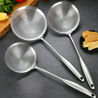 2 Pieces Stainless Steel Cooking Colander Skimmer Slotted Spoon Kitchen  Strainer Ladle with Long Handle for Kitchen Cooking Baking, 13.4 Inch