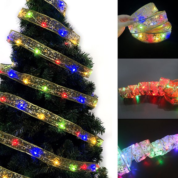 Sunjoy Tech String Light High Brightness Glare Free Extra-Long Energy-saving Wide Application Holiday Decoration ABS Ribbon Style String Light Christmas Tree Ornaments for Home