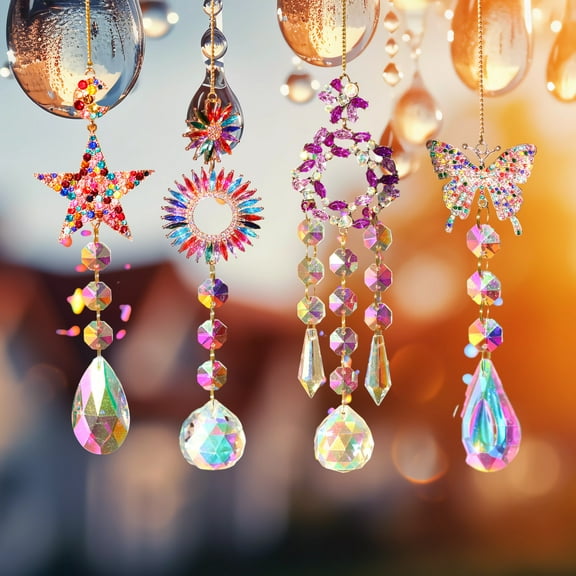 Sunjoy Tech Sun Catcher Charm Beautiful Exquisite Elegant Butterfly Star Moon Dream Catcher for Home Garden Decoration