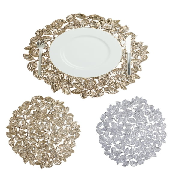 Sunjoy Tech Table Placemat Anti scalding Table Mat Hollow Strawberry Leaf Pattern Dining Table Placemat for Home Kitchen