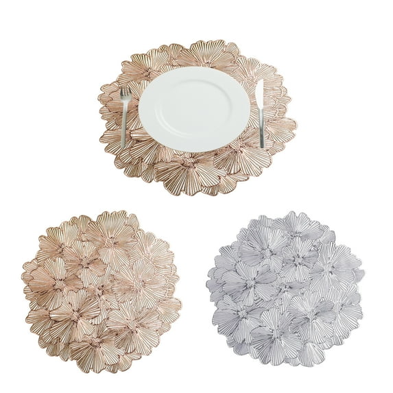 Sunjoy Tech Table Placemat Exquisite Floral Shape Placemats Reusable Heat Resistant Table Mats for Home Decoration