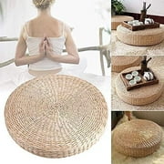 Sunjoy Tech Tatami Floor Pillow Sitting Cushion,Round Pouf Tatami Chair Pad Straw Meditation Soft Yoga Mat Woven Straw Cushion, 40cm
