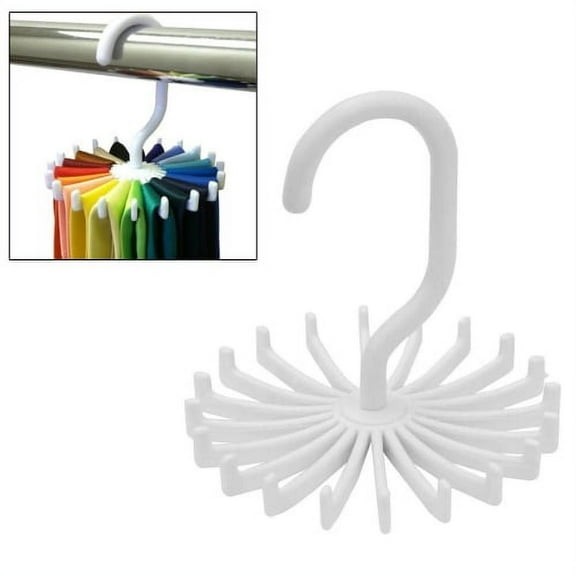 Sunjoy Tech Twirl Tie Rack, 4 Inches 360 Degree Rotating Scarf Hanger Adjustable Tie Belt, Multipurpose Organizer, Hook Ties Scarf for Closet Storage - 1Pc, 20 Hooks