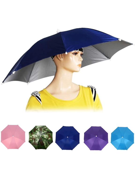 Umbrella Hat, 25 inch Hands Free Umbrella Cap Anti-Rain Cap for Adults and Kids, Fishing Golf Gardening Sunshade Outdoor Headwear