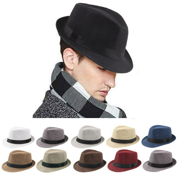 Sunjoy Tech Unisex Classic Fedora Hat Panama Wide Brim Hat Sun Hats Casual Jazz Linen Beach Sunhat for Women Men