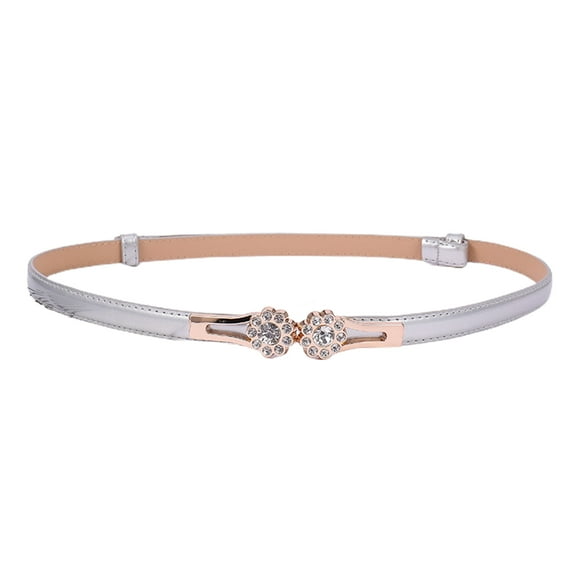 Sunjoy Tech Waist Belt Fitted Simple Lightweight Convenient Decorate Faux Leather Smooth Surface Shiny Rhinestone Waist Strap for Daily Wear