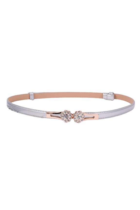 Waist Belt Fitted Simple Lightweight Convenient Decorate Faux Leather Smooth Surface Shiny Rhinestone Waist Strap for Daily Wear