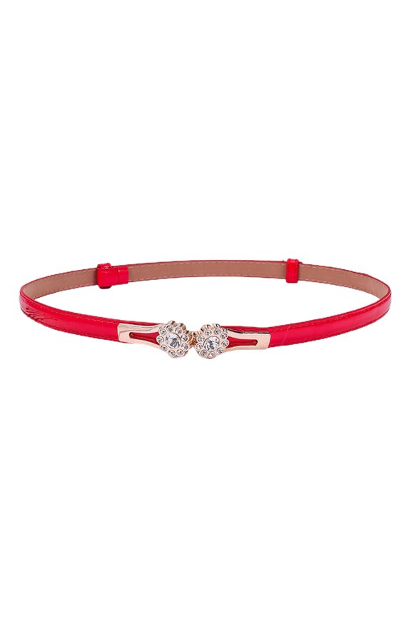 Waist Belt Fitted Simple Lightweight Convenient Decorate Faux Leather Smooth Surface Shiny Rhinestone Waist Strap for Daily Wear