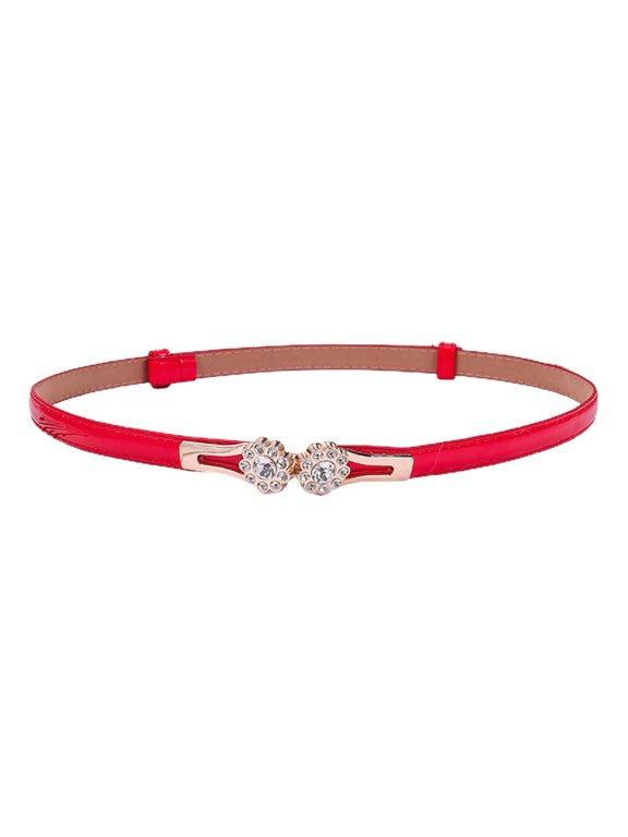 Waist Belt Fitted Simple Lightweight Convenient Decorate Faux Leather Smooth Surface Shiny Rhinestone Waist Strap for Daily Wear
