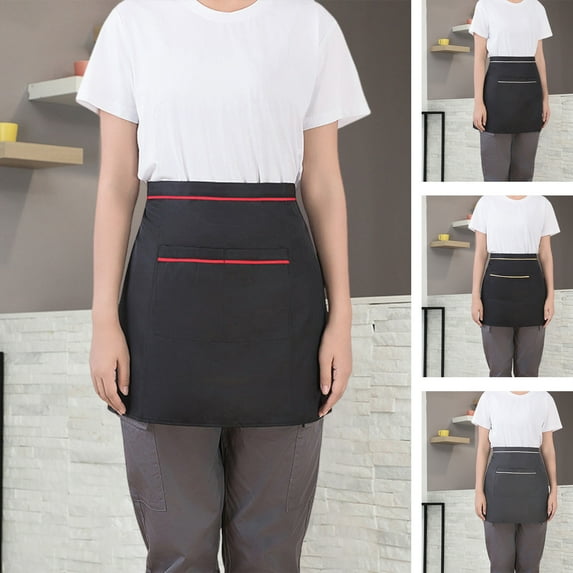 Sunjoy Tech Waiter Half Apron Waterproof Oil-proof Large Pockets Adjustable Strap Men Women Kitchen Chef Cafe Restaurant Bakery Flower Shop Barista Work Apron