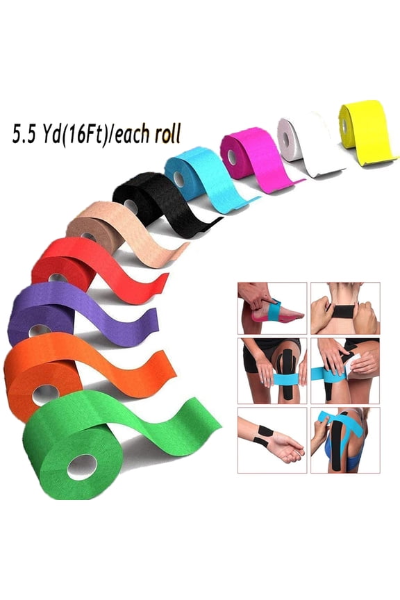 Waterproof Breathable Cotton Kinesiology Tape, Athletic Elastic Kneepad Muscle Pain Relief Knee Taping for Gym Fitness Running Tennis Swimming Football