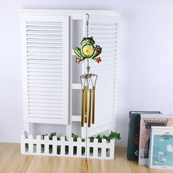 Sunjoy Tech Wind Chime Handmade Glass Painted Frog Design Eye-catching Decorate Metal Wind Chime Pendant Door Decoration for Home