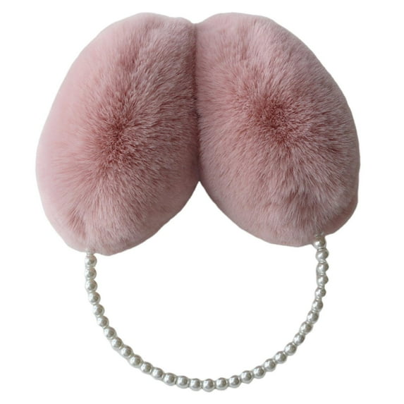 Sunjoy Tech Women Earmuffs Solid Color Plush Warm Faux Pearls Winter Outdoor Ear Warmer Soft Furry Cute Ear Covers for Girls