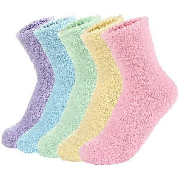Sunjoy Tech Women Fuzzy Fluffy Cozy Slipper Socks Warm Soft Winter Plush Home Sleeping Socks