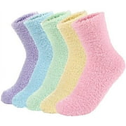 Sunjoy Tech Women Fuzzy Fluffy Cozy Slipper Socks Warm Soft Winter Plush Home Sleeping Socks