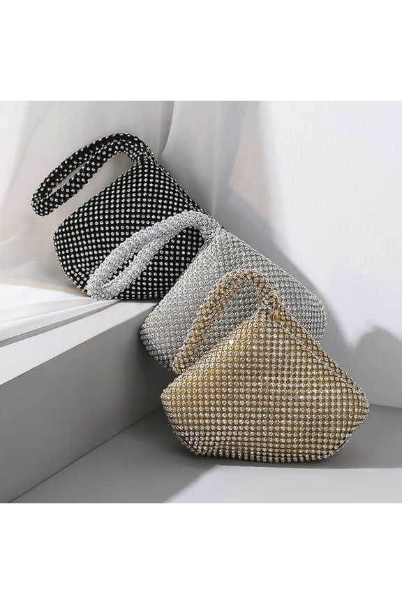 Women Handbag Rhinestones Heart Shape Shiny Handmade Small Evening Bag Money Purse for Party Gathering Wedding Banquet