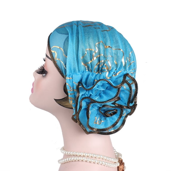 Sunjoy Tech Women One Size Flower Stretchy Beanie Turban Bonnet Chemo Cap for Cancer Patients Ladies Bandanas African Head Wrap