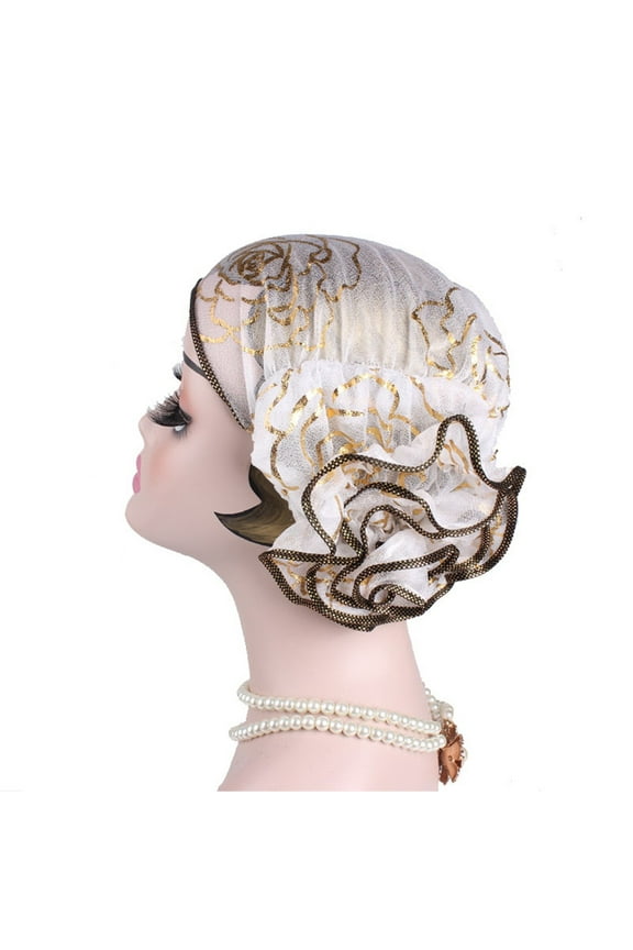 Women One Size Flower Stretchy Beanie Turban Bonnet Chemo Cap for Cancer Patients Ladies Bandanas African Head Wrap