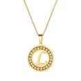 thumbnail image 1 of Sunjoy Tech Women Round Pendant Necklace Gold Color A-Z 26 Letter Inlaid Rhinestone Clavicle Chain Jewelry Gifts, 1 of 1