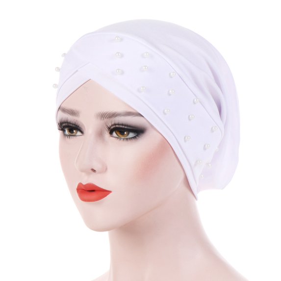 Sunjoy Tech Women Turban Beaded Caps Vintage Beanie Headscarf Elastic Headwrap Hat