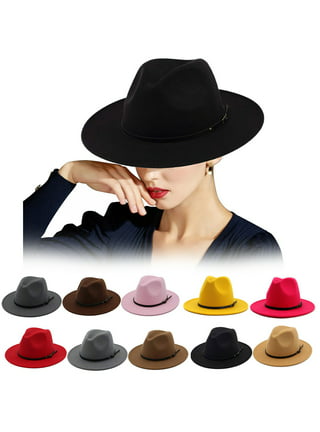 Colorful Fedora Hats for Women,Winter Hats,Vintage Panama Hat,Wide Brim  Woolen Cotton Hat