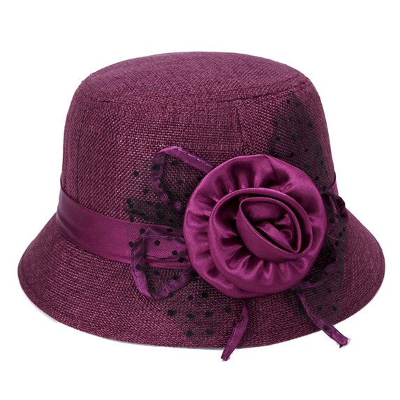 Sunjoy Tech Womens Polka Dot Mesh Flower Bowler Bucket Hat Outdoor Sun Visor Basin Cap