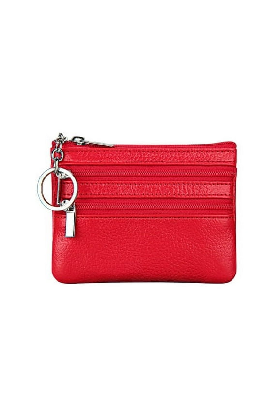 Womens Slim Coin Purse Faux Leather Wallet RFID Credit Card Holder Mini Front Pocket Wallet Coin Purse with Keychain for Daily Using