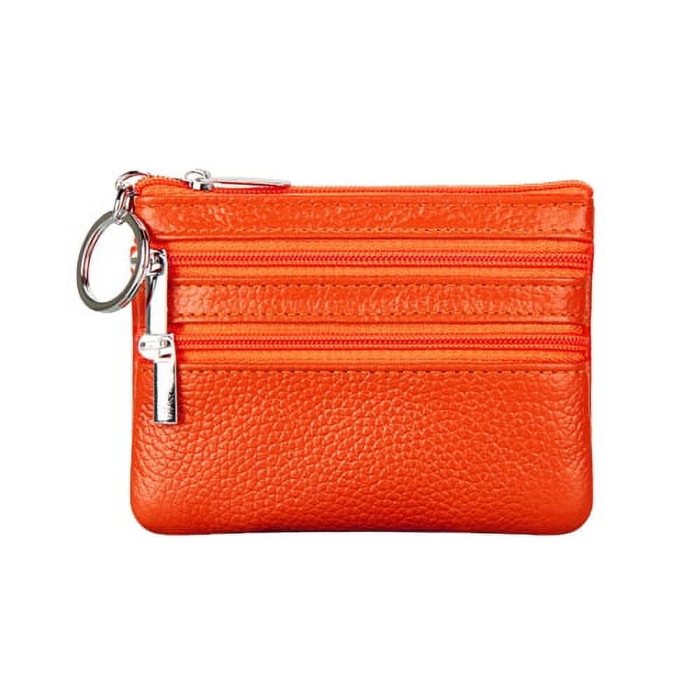Women's Genuine Leather Coin Purse Mini Pouch Change Wallet with Keych