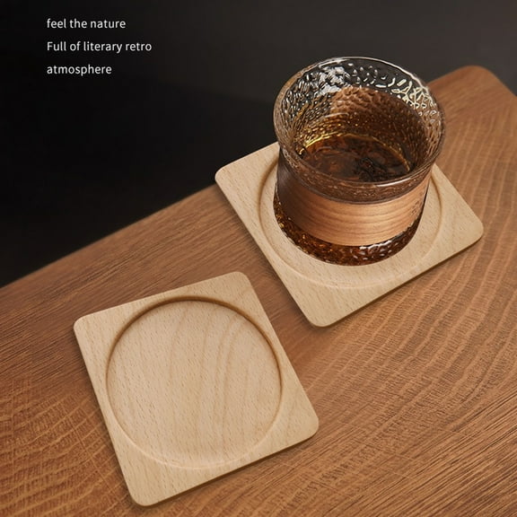 Sunjoy Tech Wooden Coaster Smooth Round Tea Coaster Easy to Clean Coffee Cup Protective Pad for Home Decorations