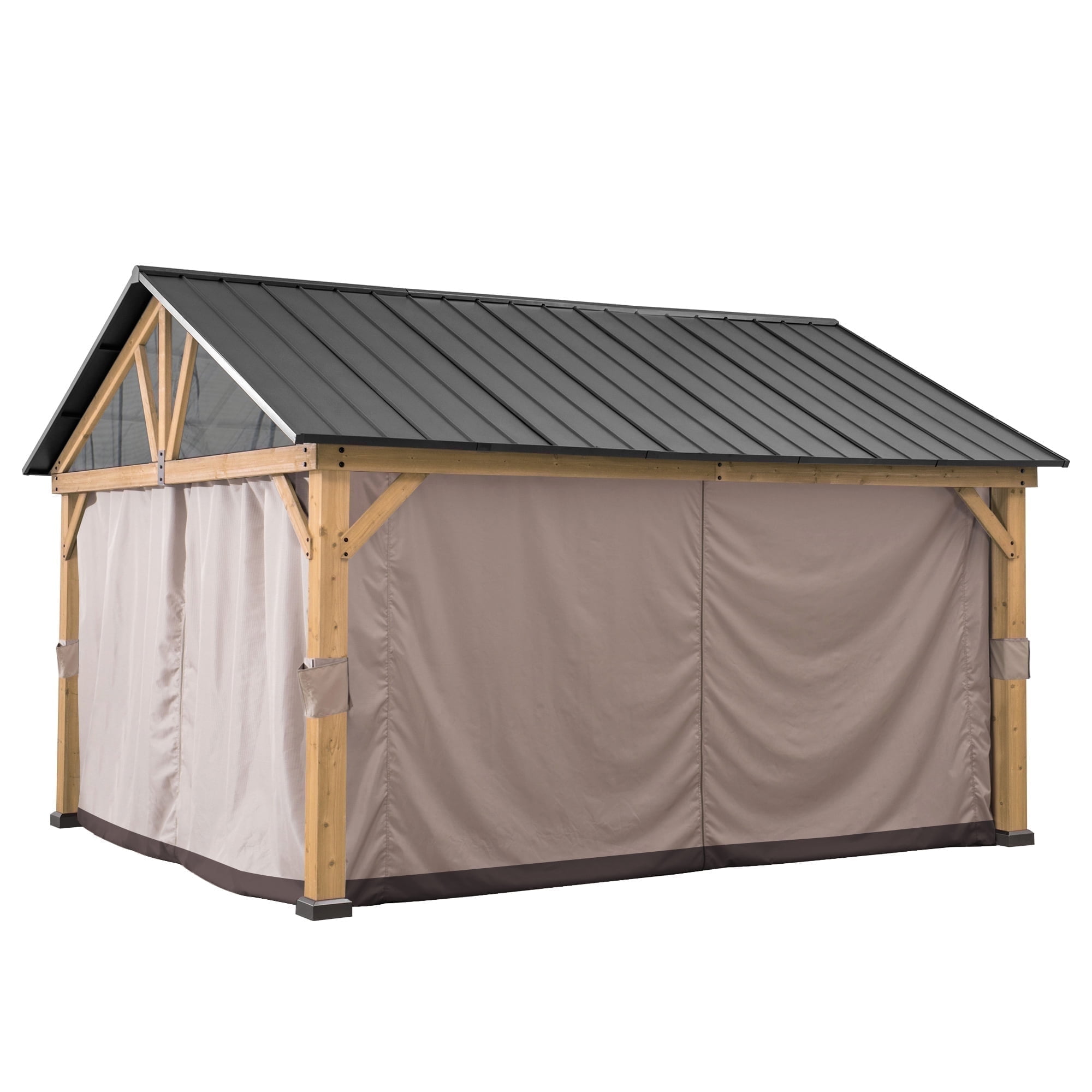 Sunjoy Universal Replacement Curtain For 13x15 Wood Gazebo with Gable Hardtop