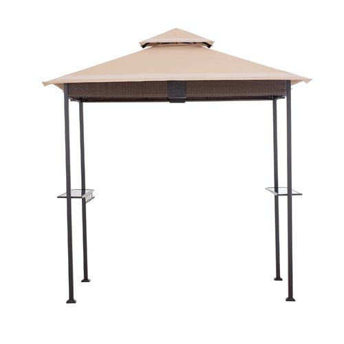 Sunjoy Wicker 8 Ft. W x 5 Ft. D Metal Grill Gazebo with LED Lights