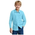 thumbnail image 1 of Sunka Boys' Long Sleeve Solid Button-Down Collared Oxford Shirt with Chest Pocket (Sky Blue,6-7 Years), 1 of 9