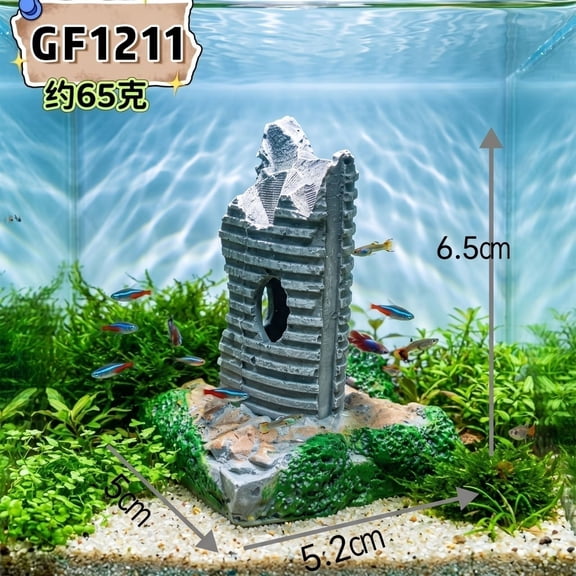 Sunken City Aquarium Decor with Realistic Ruins and Hiding Spots for Fish Shrimp Freshwater Marine Tanks