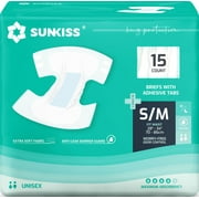SUNKISS TrustPlus Adult Diapers, Incontinence Briefs with Tabs for Men and Women, Unisex, S/M, 15 Ct
