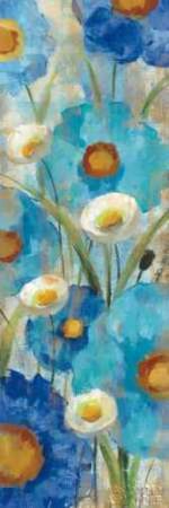 Sunkissed Blue and White Flowers I Canvas Art - Silvia Vassileva (8 x 24)