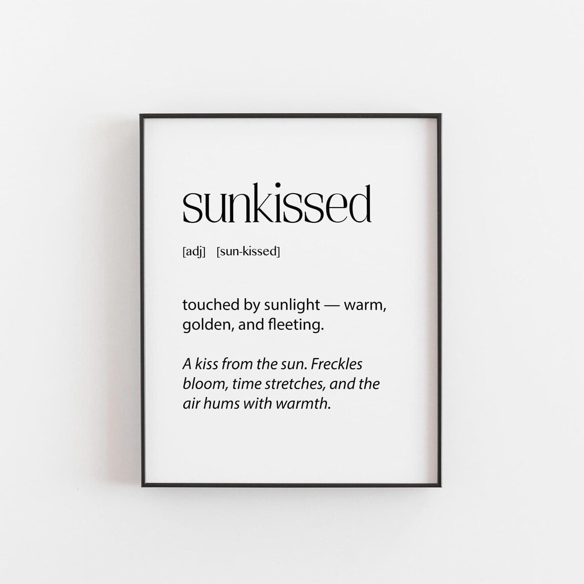 Sunkissed Definition Poster, Minimalist Summer, Sunshine Word, Warm ...