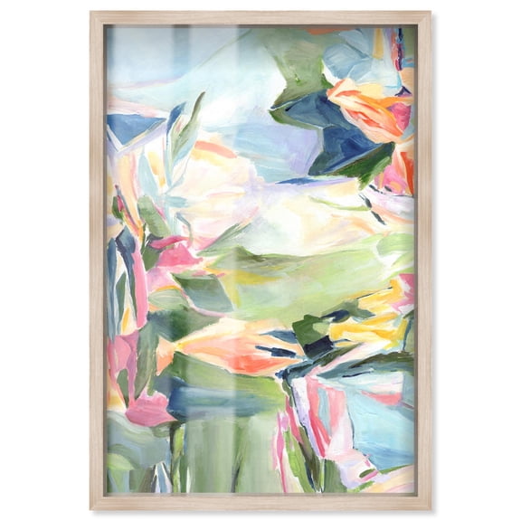 Sunkissed Garden Shadowbox Print Floral Abstract Art by Art Remedy, Blonde Frame, 16 x 24