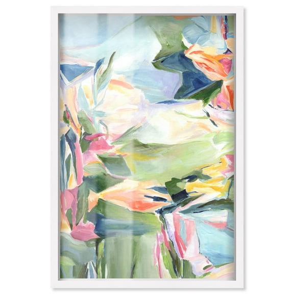 Sunkissed Garden Shadowbox Print Floral Abstract Art by Art Remedy, White Frame, 20 x 30