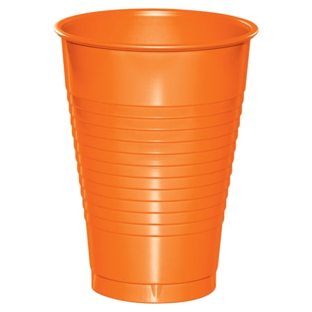 Sunkissed Orange 12 oz Plastic Cups 60 Count for 60 Guests